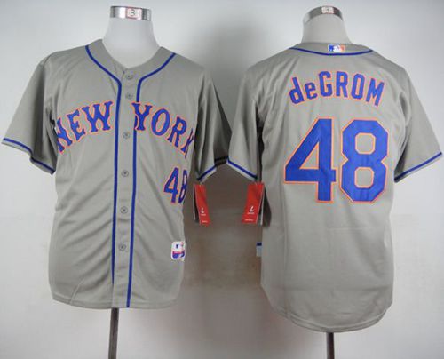 Mets #48 Jacob DeGrom Grey Road Cool Base Stitched MLB Jersey - Click Image to Close